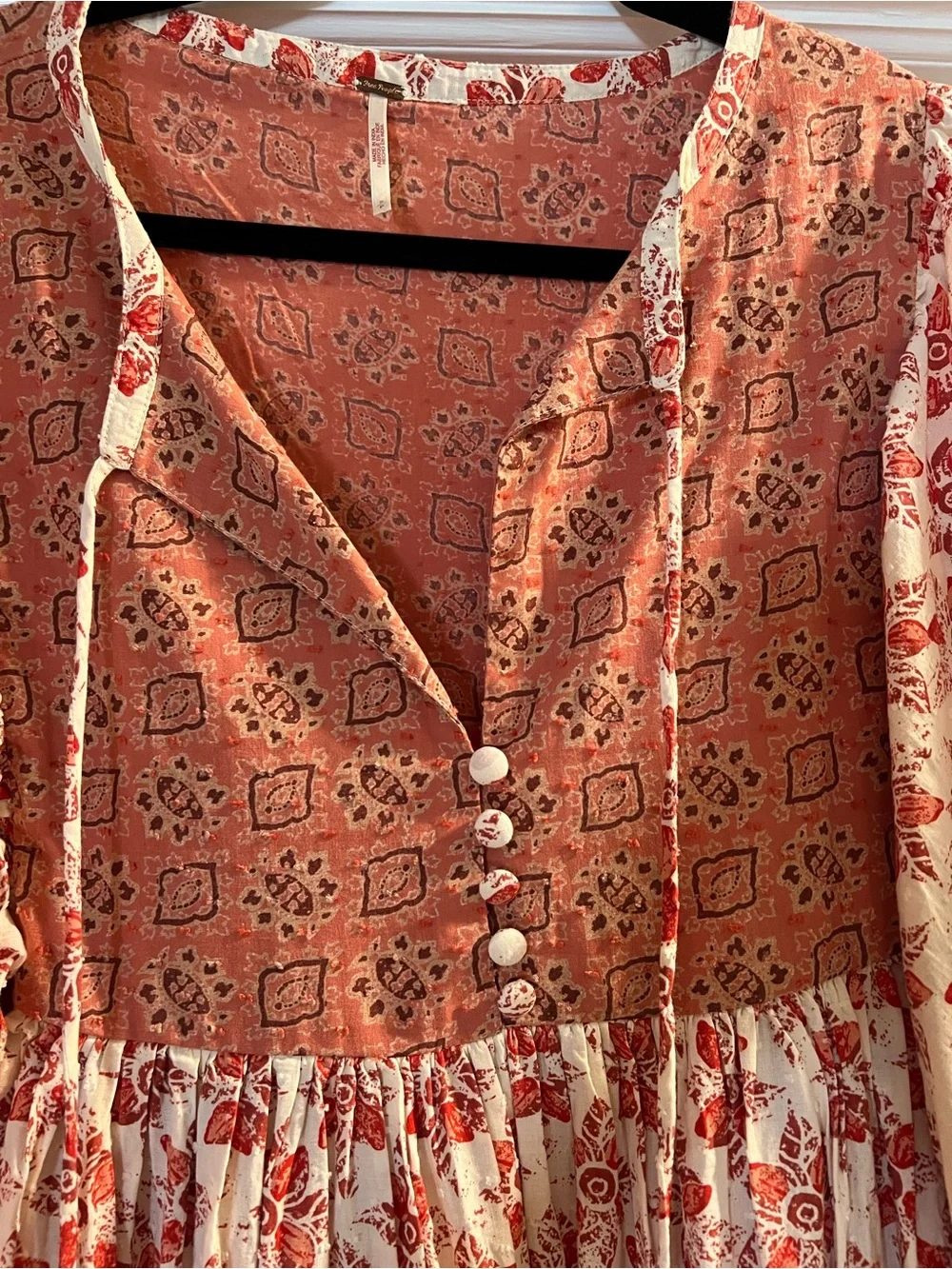 Free People Floral Boho Midi Dress in Dusty Rose and Cream WORN ONCE